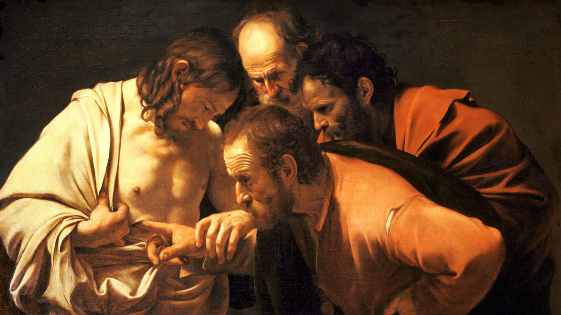 San Tommaso tocca la piaga del Verbo fatto Carne. La fisicità della Parola di Dio rivela la verità del Divino agli uomini.