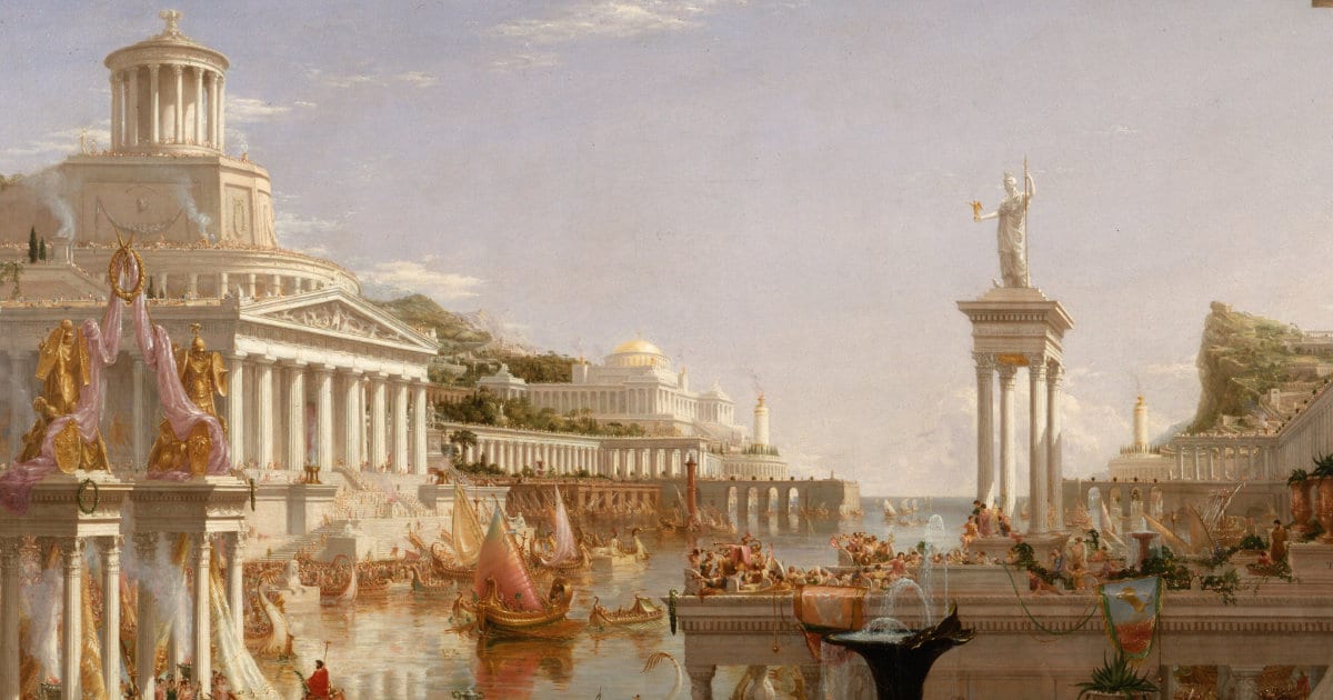Thomas Cole - Consummation. Una bianca città di calcare, ricca e gioiosa. Ovunque vi è santità, e feste sacre.