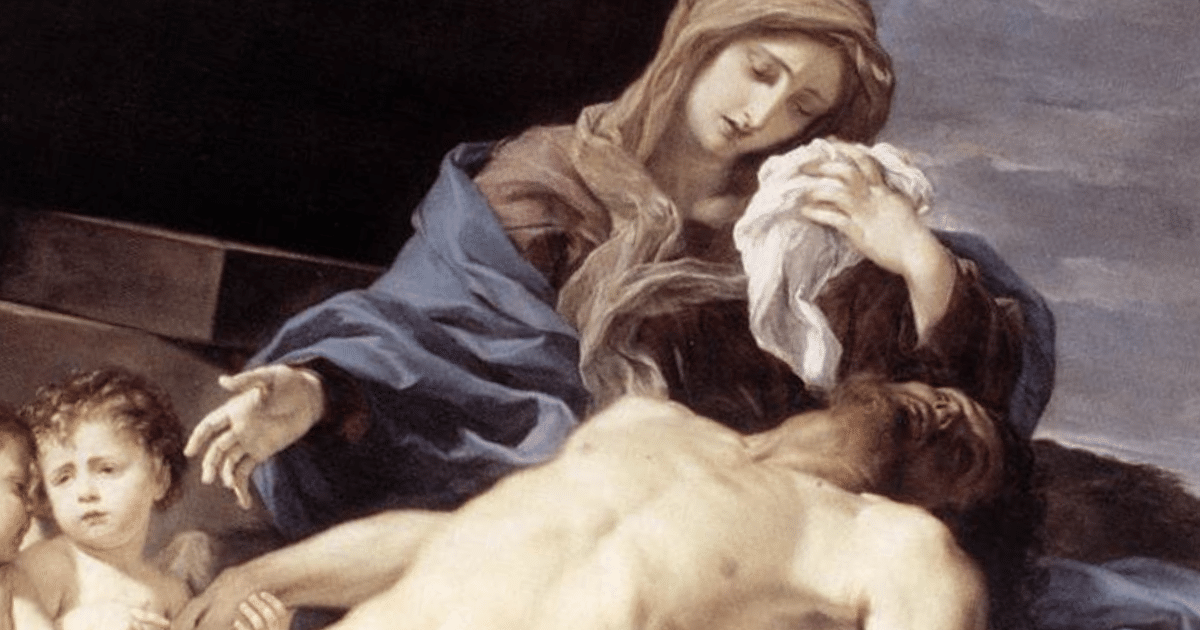 Maria sostiene il Figlio, deposto dalla croce.